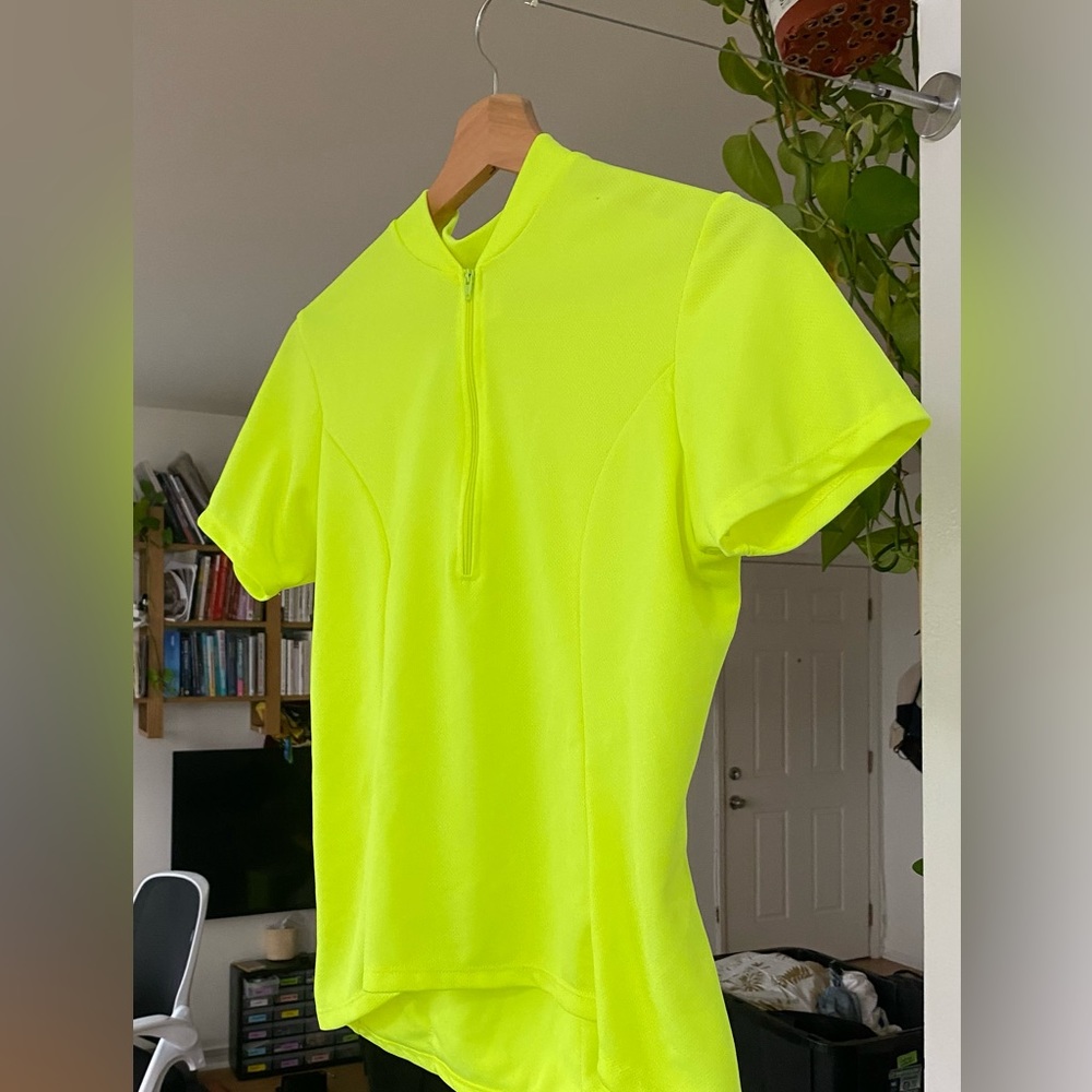 Fluorescent yellow bike jersey